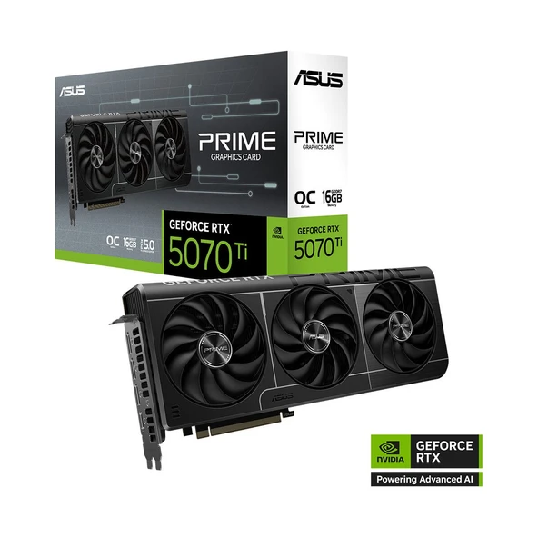 ASUS PRIME-RTX5070TI-O16G-NVIDIA-GEFORCE-RTX 5070 TI-16GB GDDR7-256BIT--OC-2XHDMI-3XDP-DLSS4 Ekran Kartı ürün görseli 1