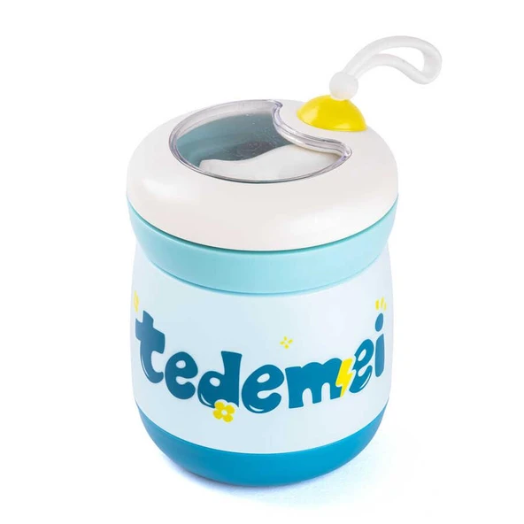 TANTİTONİ TEDEMEI MAVİ PASLANMAZ ÇELİK KAŞIKLI YEMEK TAŞIMA KABI 450 ML ürün görseli 1