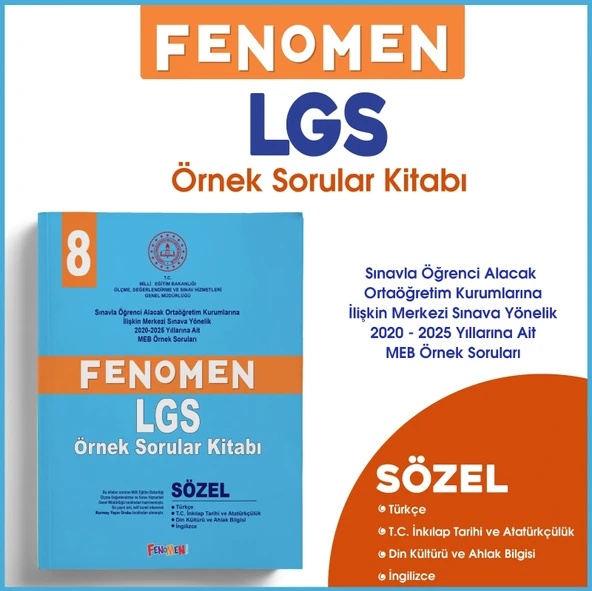 Fenomen Yayınları 8.Sınıf Meb Sözel Örnek Sorular ürün görseli 1