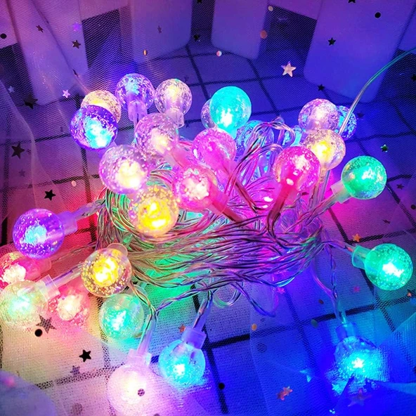 CRYSTAL LED LİGHT BALL YILBAŞI AĞACI IŞIĞI RENKLİ NOEL IŞIĞI RENKLİ KRİSTAL TOP LED IŞIK 220 V FİŞLİ ürün görseli 1