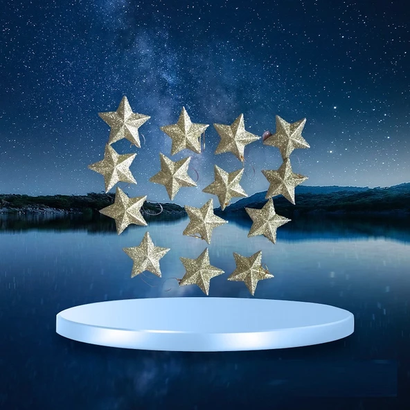 VIP 14 ADET SİMLİ GOLD YILDIZ SÜS GOLD YILDIZ NOEL AĞACI SÜSLERİ YILBAŞI AĞACI SÜSLERİ 7 CM YILDIZ ürün görseli 1