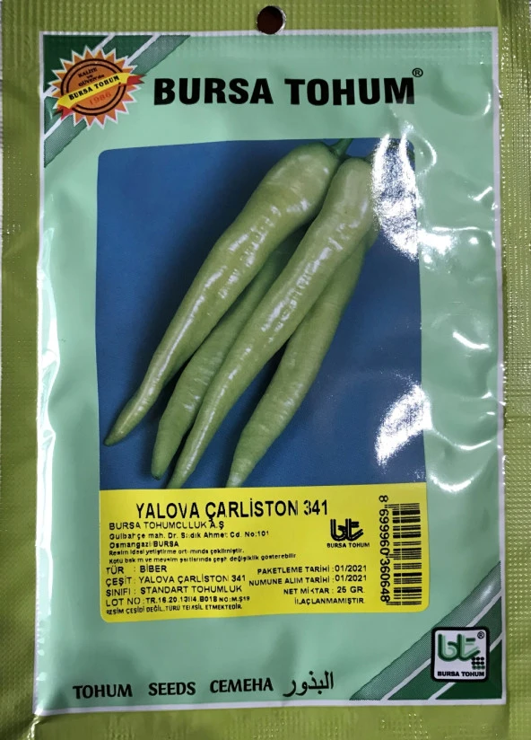 BİBER TOHUMU YALOVA ÇARLİSTON (25 GR 3000 ADET TOHUM) ürün görseli 1
