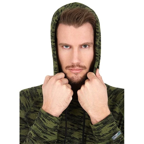 BlackSpade Termal Sweatshirt Yeşil Kapşonlu - Resim 2