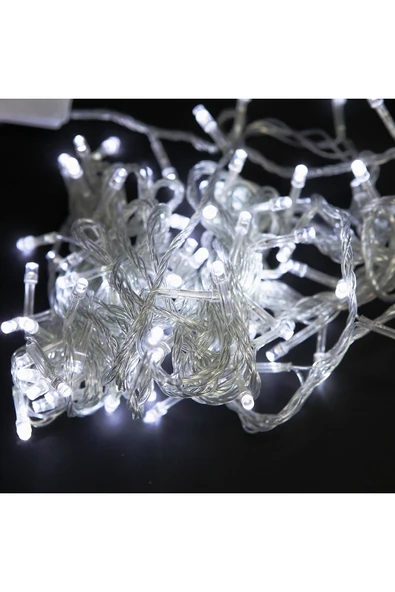 YILBAŞI DEKOR IŞIKLARI 10 METRE 100 LED BEYAZ LED IŞIK BEYAZ İP LED IŞIK MODLU 220 VOLT FİŞLİ MODEL ürün görseli 1