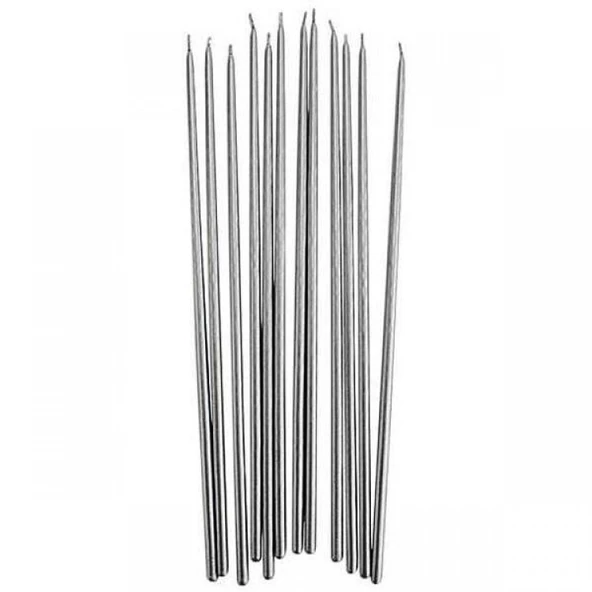 VIP 35 CM 8 PCS CHURCH METALLIC SİLVER CANDLES GÜMÜŞ ARINMA MUMU 8 ADET İNCE MUM GÜMÜŞ KİLİSE MUMU ürün görseli 1