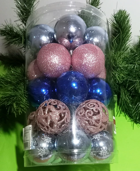 VIP DELUXE 25 ADET 6 CM YILBAŞI TOPU YILBAŞI AĞACI SÜSLERİ 5 FARKLI MODEL TOP SÜS NOEL AĞACI SÜSLERİ ürün görseli 1
