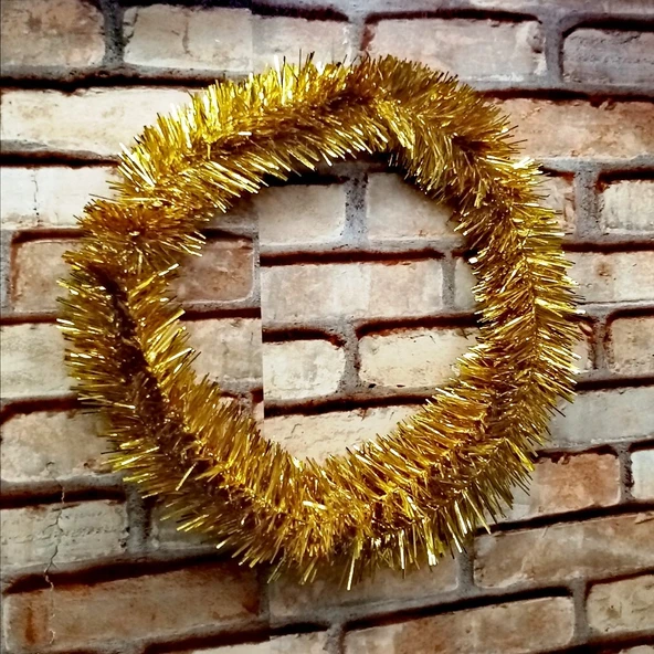 VIP 5 METRE PARLAK METALİK GOLD ÇAM DALI GOLD YILBAŞI GARLANDI GOLD GARLAND GOLD NOEL AĞACI DALI ürün görseli 1