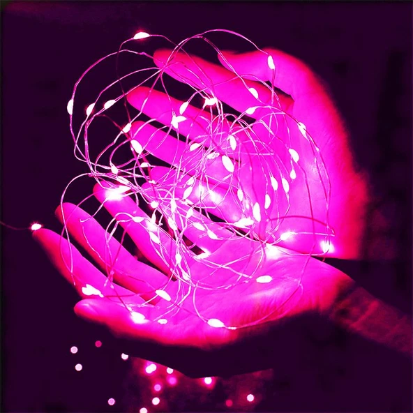 6 METRE PEMBE PİLLİ LED IŞIK CANLI PEMBE IŞIK IP65 SU GEÇİRMEZ SEVGİLİLER GÜNÜNE ÖZEL PEMBE LED IŞIK ürün görseli 1