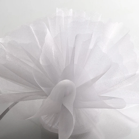 27 METREX70 CM BEYAZ SÜSLEME TÜLÜ BEYAZ TÜL ARABA ÇİÇEK DÜĞÜN DEKOR TÜL WHİTE DECORATION TULLE ürün görseli 1