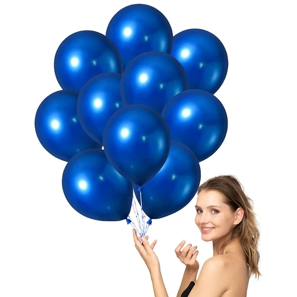 VIP 100 PCS SHINY METALLIC BLUE BALLOON VIP KALİTE PARLAK METALİK MAVİ BALON HELYUM GAZI UYUMLUDUR ürün görseli 1