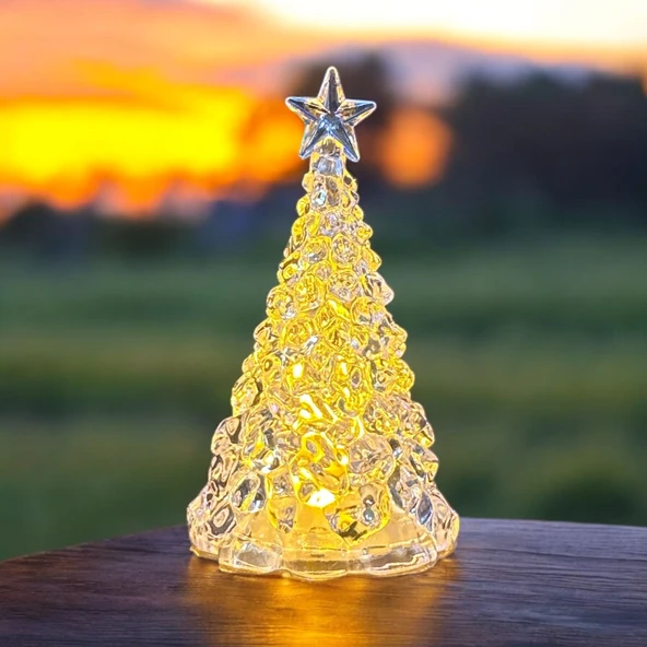TEPE YILDIZLI MİNİ IŞIKLI ÇAM AĞACI YILBAŞI AĞACI WARM LİGHT NOEL TREE KRİSTAL GÖRÜNÜMLÜ ÇAM AĞACI ürün görseli 1