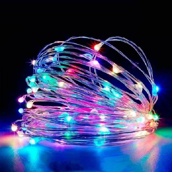 10 METRE RENKLİ PİLLİ LED IŞIK 10 METRE RENKLİ LED IŞIK NOEL AĞACI IŞIĞI PİLLİ YILBAŞI AĞACI IŞIĞI ürün görseli 1