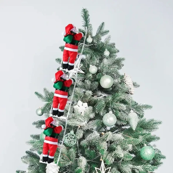 96 CM 3LÜ MERDİVENE TIRMANAN NOEL BABA YILBAŞI ÇAM AĞACI SÜSLERİ YILBAŞI SÜSÜ VİTRİN NOEL SÜSLERİ ürün görseli 1
