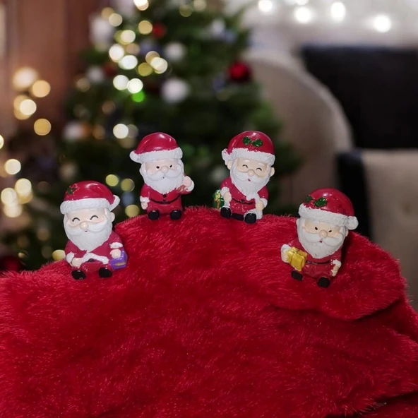 4  ADET NOEL BABA BİBLO DEKORATİF BİBLO NOEL SÜSLERİ YILBAŞI HEDİYELERİ NOEL BABA VİTRİN DEKOR OBJE ürün görseli 1