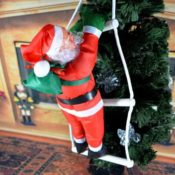 58 CM MERDİVENE TIRMANAN NOEL BABA BÜYÜK BOY YILBAŞI ÇAM AĞACI SÜSLERİ YILBAŞI SÜSÜ VİTRİN SÜSLERİ ürün görseli 1