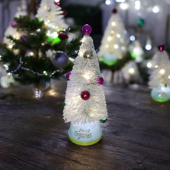 VIP DELUXE BEYAZ KARLI YILBAŞI AĞACI SÜSLÜ RENKLİ CİCİ TOPLU IŞIKLI NOEL AĞACI 24 CM GÜN IŞIĞI LEDLİ ürün görseli 1
