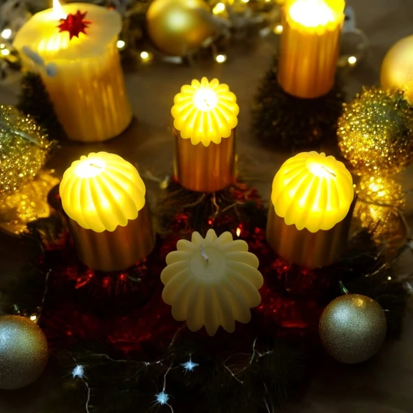 VIP KALİTE LED IŞIKLI MUM 6 ADET YILBAŞI NOEL MUMU  PİLLİ GÜN IŞIĞI MUM 6 YILBAŞI MUMU SÜSLERİ ürün görseli 1