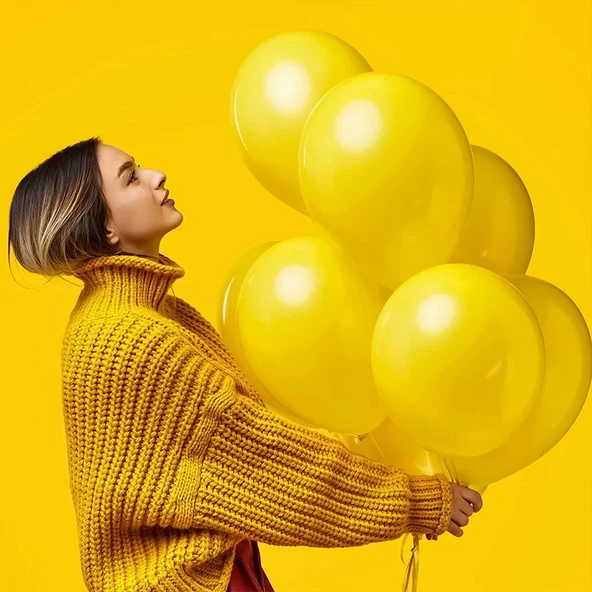 25 ADET PARLAK METALİK SARI BALON HELYUM GAZI UYUMLUDUR VIP 25 PCS SHINY METALLIC YELLOW BALLOON ürün görseli 1