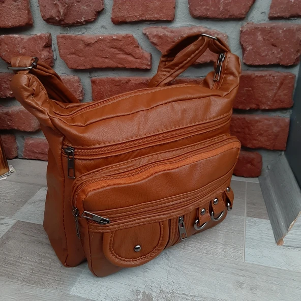 Bayan Çapraz Omuz Çantası Taba Gvn-0098 - Resim 3