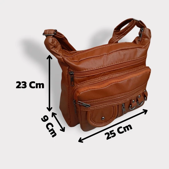 Bayan Çapraz Omuz Çantası Taba Gvn-0098 - Resim 6