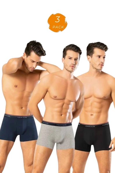 Looksense Erkek Dude 3 lü Düz Likralı Boxer 1604 ürün görseli 1