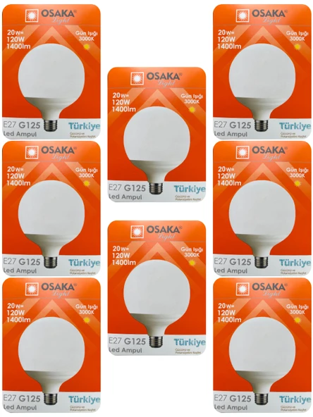 (8 Adet) 20W (120W) 3000K (Sarı Işık) E27 Duylu (Kalın Duy) Glop Led Ampul ürün görseli 1