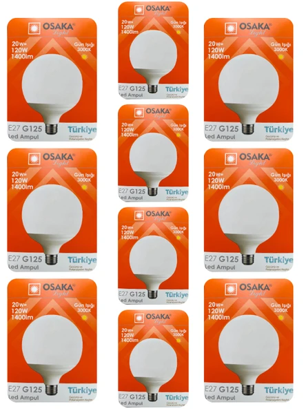 (10 Adet) 20W (120W) 3000K (Sarı Işık) E27 Duylu (Kalın Duy) Glop Led Ampul ürün görseli 1