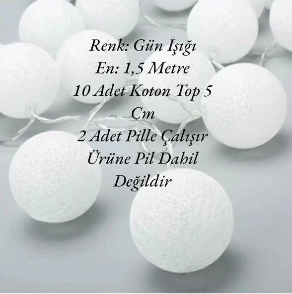 Brokoli Home Koton Top Dizeleri Ramazan Bayramı Işığı Süsü Günışığı Led Işık 1,5 Metre 10 Toplu Pilli Gün Işığı Rengi Led Büyük Toplu ürün görseli 1