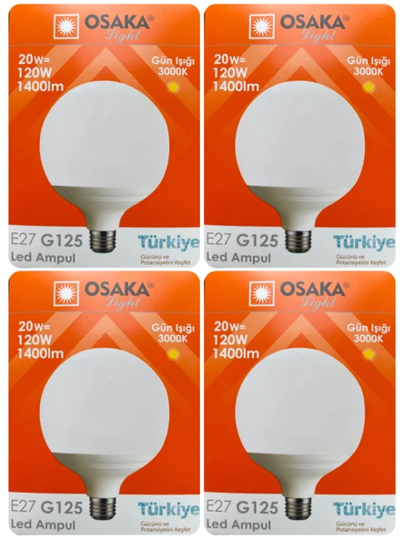 (4 Adet) 20W (120W) 3000K (Sarı Işık) E27 Duylu (Kalın Duy) Glop Led Ampul ürün görseli 1