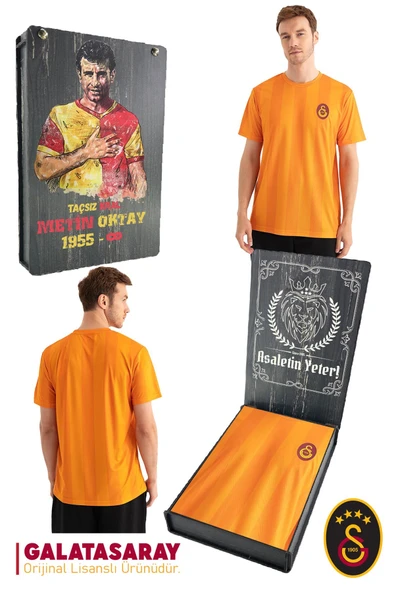 Galatasaray Orijinal Lisanslı Match Day T-Shirt Metin Oktay Baskılı Hediyelik Ahşap Kutulu ürün görseli 1