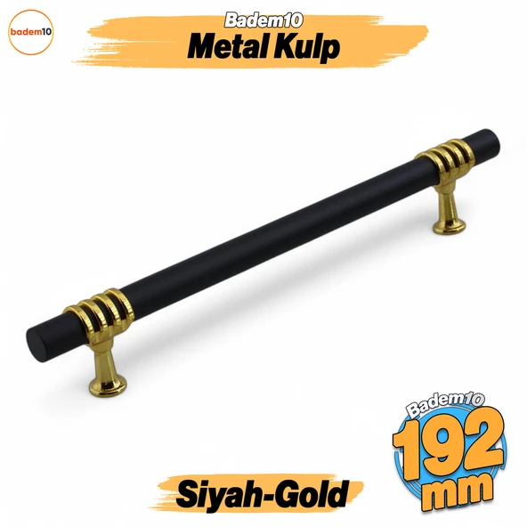 Eylül Mobilya Mutfak Dolabı Çekmece Dolap Kulpları Kapak Kulpu Kulbu Siyah Altın 192 mm Metal Kulp ürün görseli 1