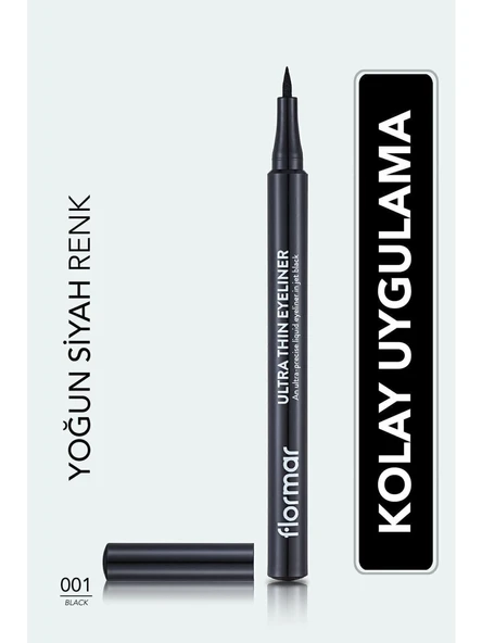 Flormar Ultra Ince Uçlu Eyeliner (SİYAH) - Ultra Thin Eyeliner - 001 Black ürün görseli 1