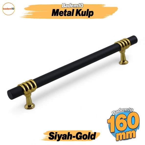 Eylül Mobilya Mutfak Dolabı Çekmece Dolap Kulpları Kapak Kulpu Kulbu Siyah Altın 160 mm Metal Kulp ürün görseli 1
