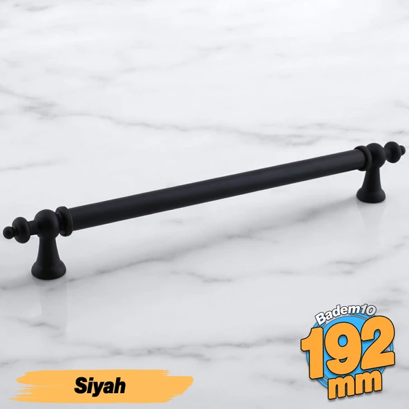 Osmanlı (192 mm - 19.2 cm) Mat Siyah Metal Mobilya Mutfak Çekmece Dolap Dolabı Kulbu Kulpu Kulpları ürün görseli 1