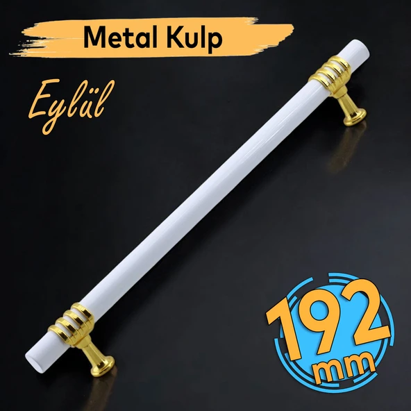 Eylül Mobilya Mutfak Dolabı Çekmece Dolap Kulpları Kapak Kulpu Kulbu Beyaz Altın 192 mm Metal Kulp ürün görseli 1