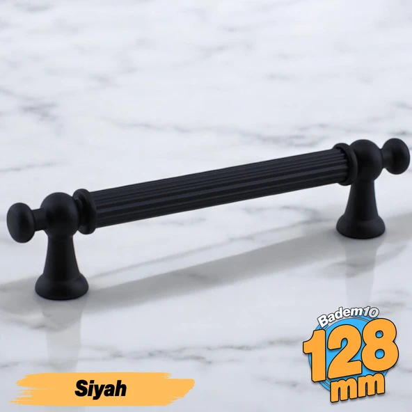 Selçuklu (128 mm - 12.8 cm) Mat Siyah Metal Mobilya Mutfak Çekmece Dolap Dolabı Kulbu Kulpu Kulpları ürün görseli 1
