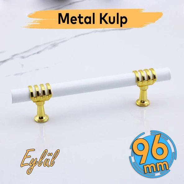 Eylül Mobilya Mutfak Dolabı Çekmece Dolap Kulpları Kapak Kulpu Kulbu Beyaz Altın 96 mm Metal Kulp ürün görseli 1