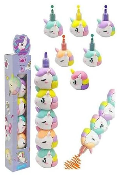 Unicorn Fosforlu Kalem Yumurtlayan 1 Paket 5 Renk Unicorn Figürlü İşaret Kalemi Mini 5 li Fosforlu Kalem ürün görseli 1