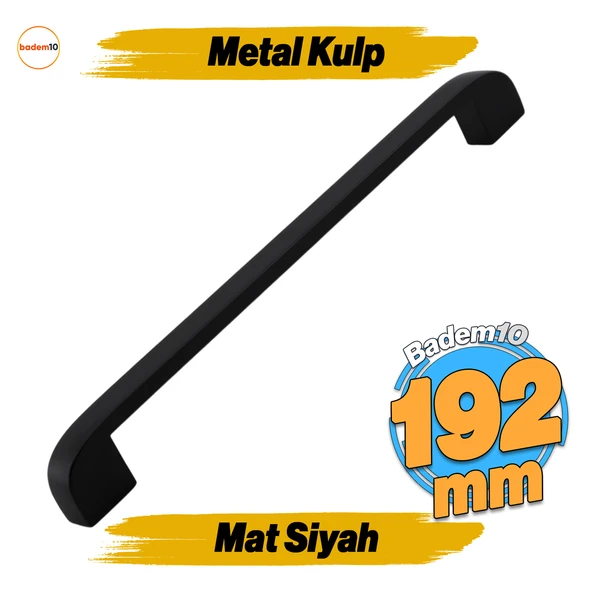 Zehra (192 mm - 19.2 cm) Mat Siyah Metal Mobilya Mutfak Çekmece Dolap Dolabı Kulbu Kulpu Kulpları ürün görseli 1