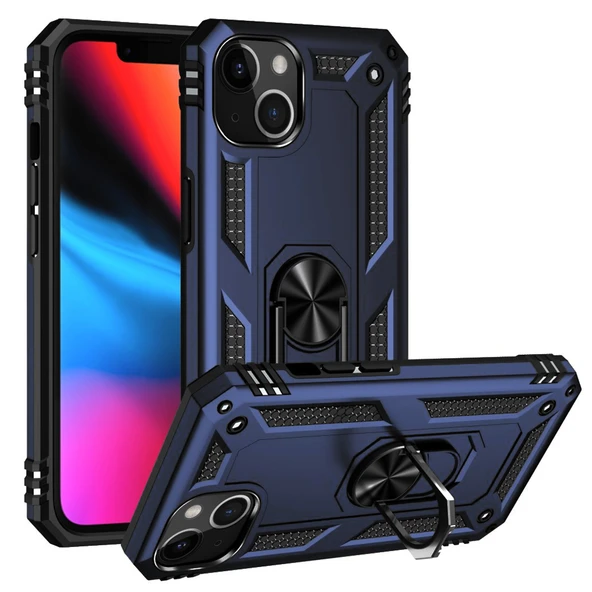 iPhone 13 / iPhone 14 Kılıf Sofya Panzer Ring Tam Koruma Kapak - Resim 11