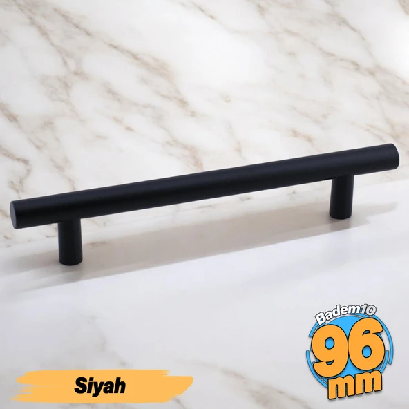 Mia Mojan (96 mm - 9.6 cm) Mat Siyah Metal Mobilya Mutfak Çekmece Dolap Dolabı Kulbu Kulpu Kulpları ürün görseli 1