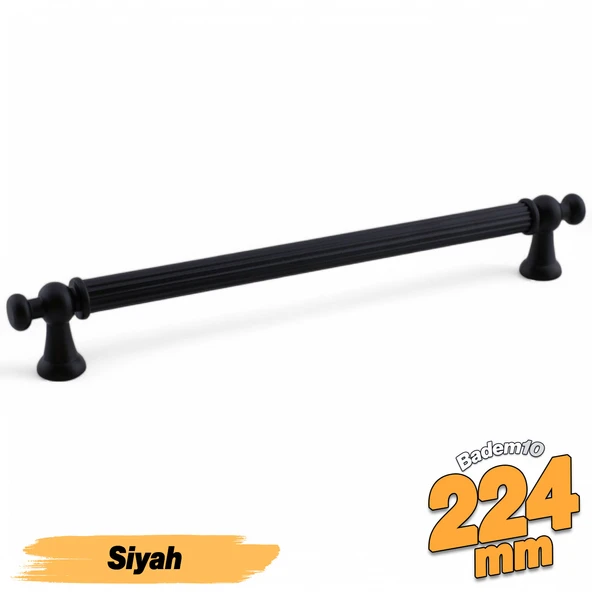 Selçuklu (224 mm - 22.4 cm) Siyah Metal Mobilya Mutfak Çekmece Dolap Dolabı Kulbu Kulpu Kulpları ürün görseli 1