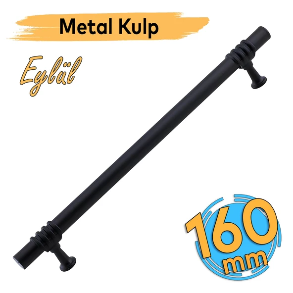 Eylül (160 mm - 16 cm) Siyah Metal Mobilya Mutfak Çekmece Dolap Dolabı Kapak Kulbu Kulpu Kulpları ürün görseli 1