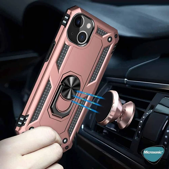 iPhone 13 / iPhone 14 Kılıf Sofya Panzer Ring Tam Koruma Kapak - Resim 9