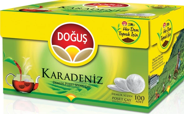Doğuş Karadeniz Bergamot Aromalı 3.2 gr 100'lü 16 Adet Demlik Poşet Çay ürün görseli 1