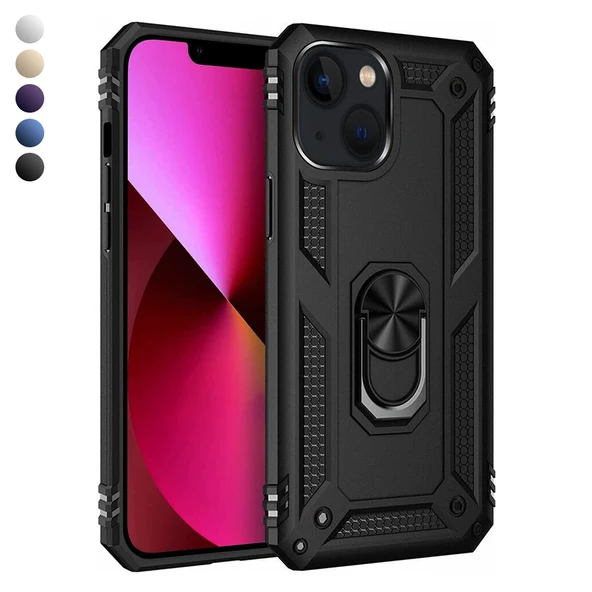 iPhone 13 / iPhone 14 Kılıf Sofya Panzer Ring Tam Koruma Kapak ürün görseli 1