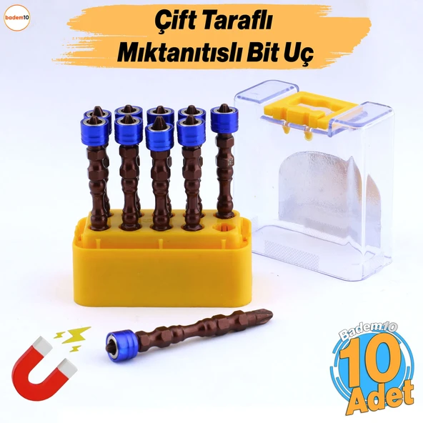 10 Adet Mıknatıslı Bits Uç PH2 65 mm Renkli Vida Tutucu Sökme Yıldız Matkap Vidalama Ucu S2 Çeliği ürün görseli 1