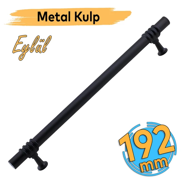 Eylül (192 mm - 19.2 cm) Siyah Metal Mobilya Mutfak Çekmece Dolap Dolabı Kapak Kulbu Kulpu Kulpları ürün görseli 1