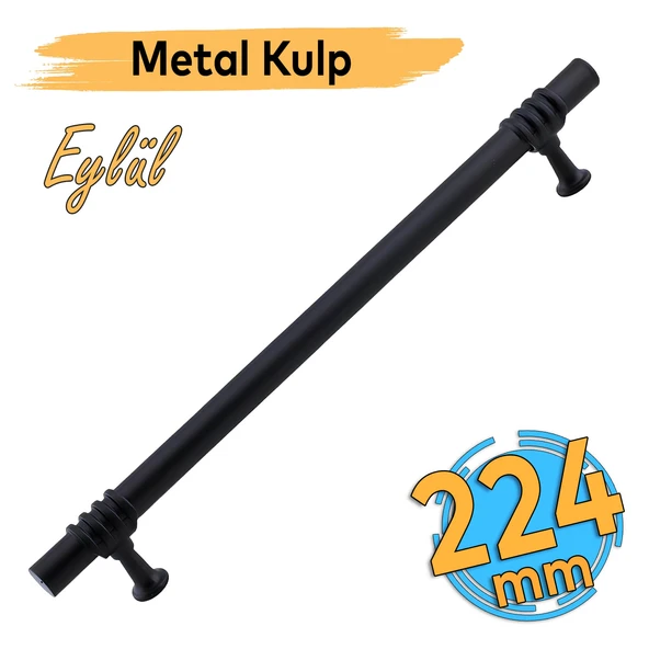 Eylül (224 mm - 22.4 cm) Siyah Metal Mobilya Mutfak Çekmece Dolap Dolabı Kapak Kulbu Kulpu Kulpları ürün görseli 1