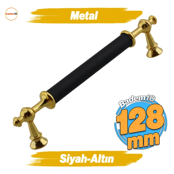 Melis (128 mm - 12.8 cm) Siyah Gold Metal Mobilya Mutfak Çekmece Dolap Dolabı Kulbu Kulpu Kulpları ürün görseli 1